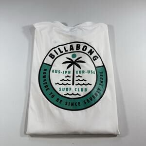 Billabong Logo Surfer Swim Surf Long Sleeve Rash Guard UPF 50 White Mns XXL